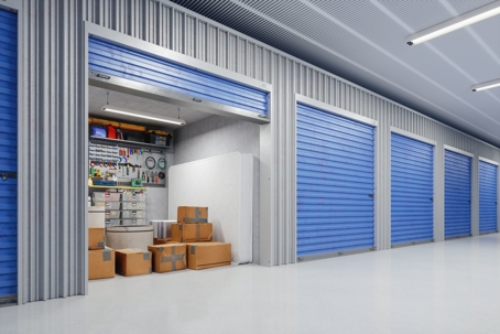 indoor storage unit with door open