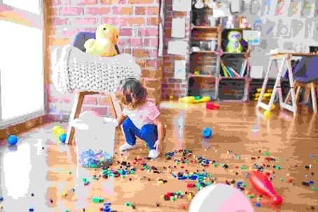 messy room full of toys