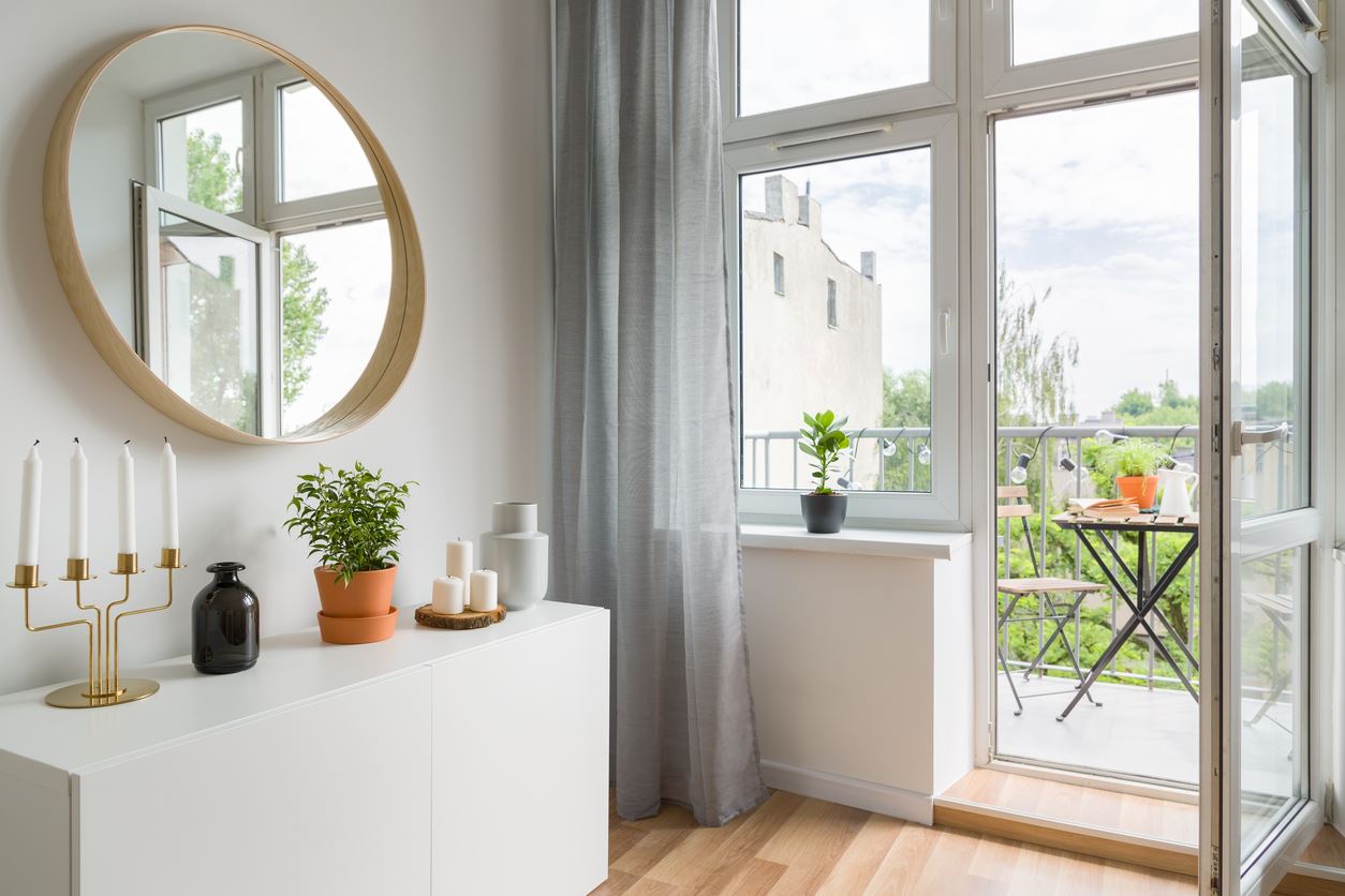 modern room overlooking balcony